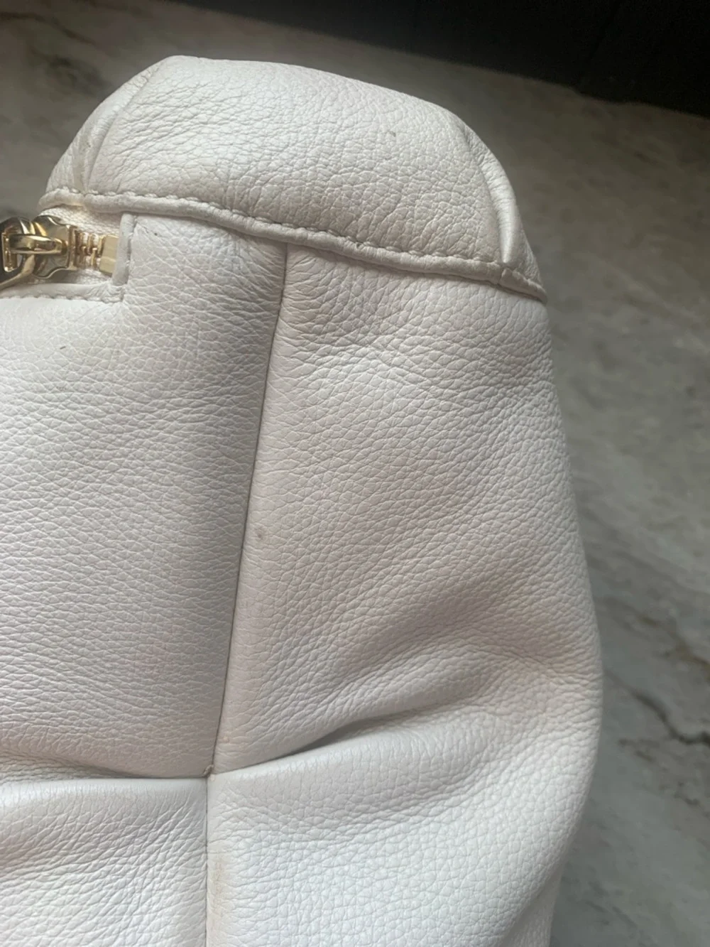 Michael Kors Cream Leather Shoulder Bag with Gold Hardware
